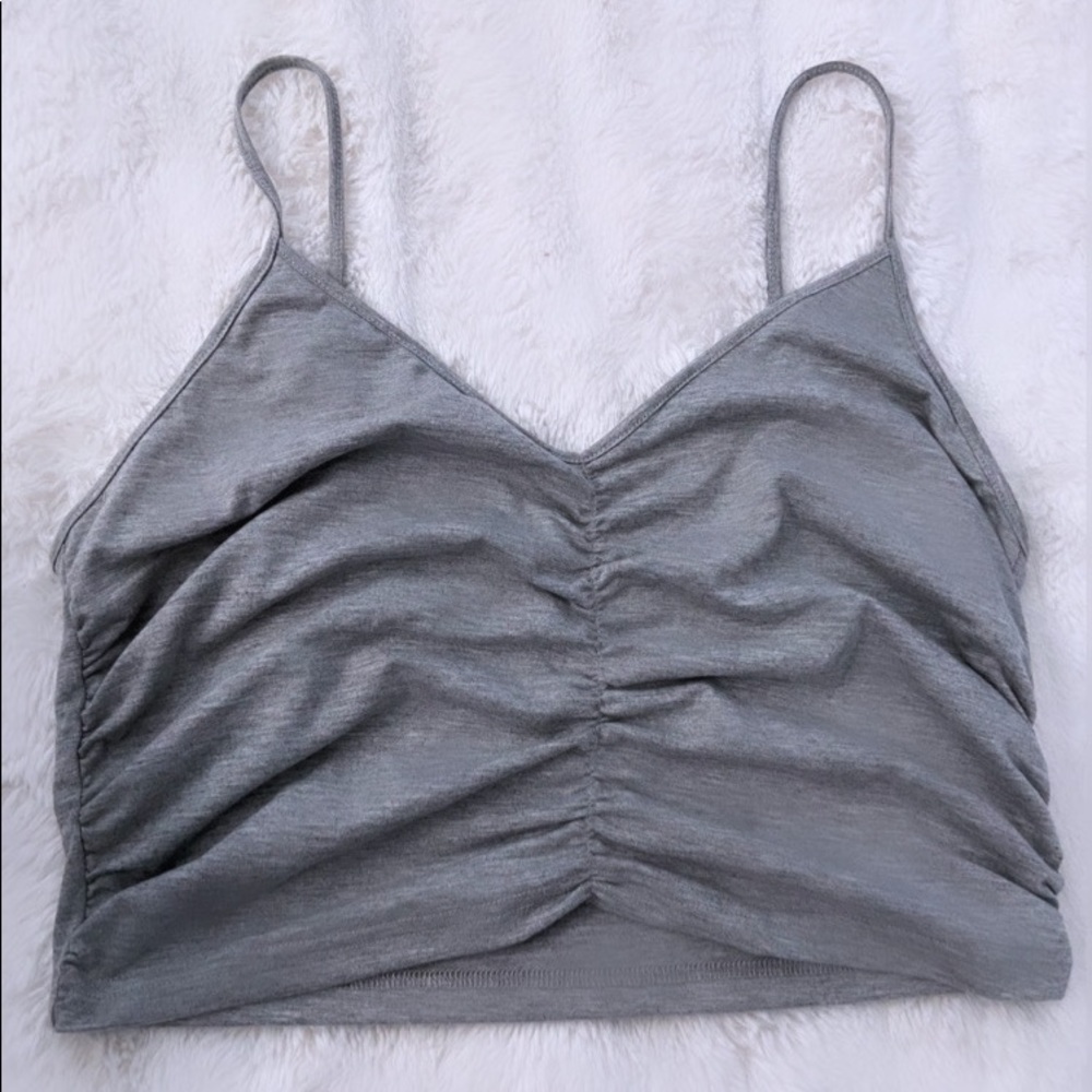 Very Cute Gray Ruched Detailing Top